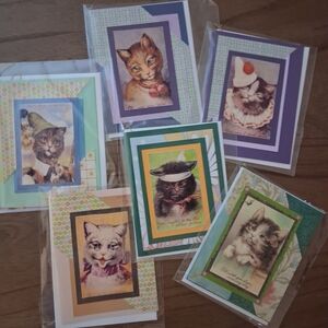 Charming Cat Greeting Cards Set - Multicolor